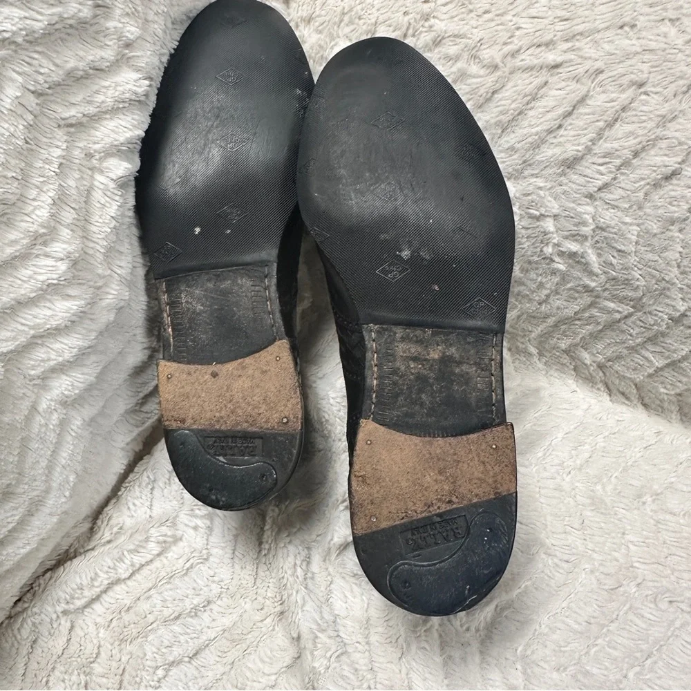 Bally Vintage Wingtip Woven Leather Black 2100 made in Italy 10 M